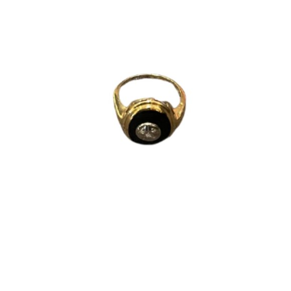 Classic Diamond and Black Onyx Vintage Gold Ring
